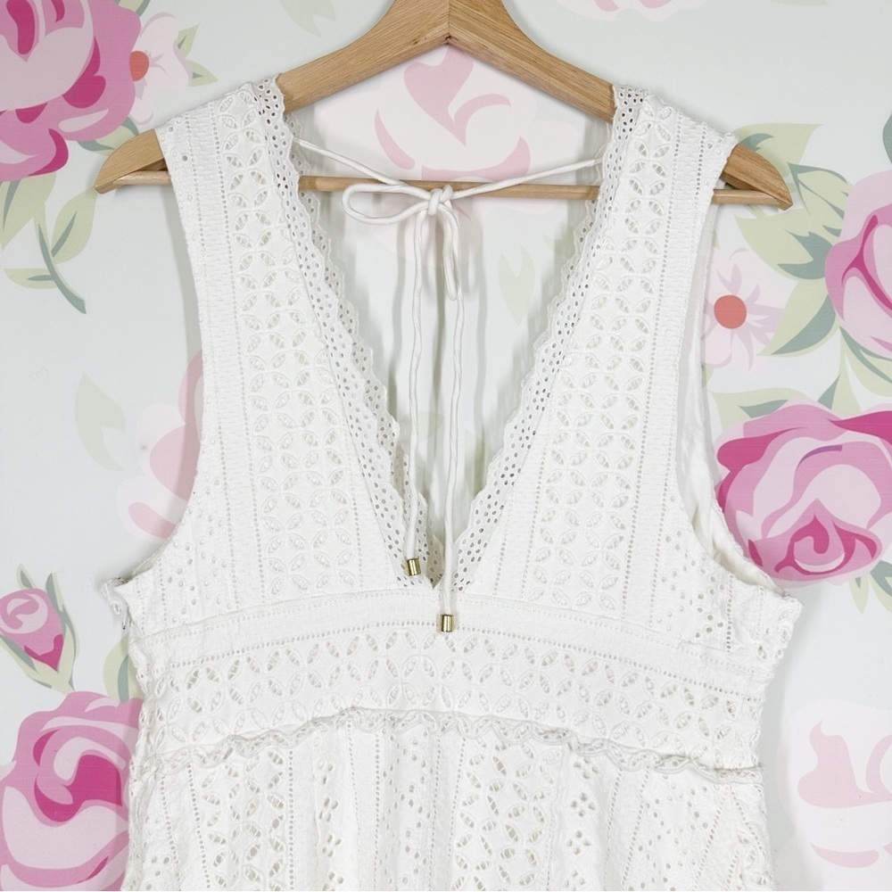 NEW Free People Running Through My Mind Midi Ivory Floral Eyelet Dress L - Picture 13 of 15